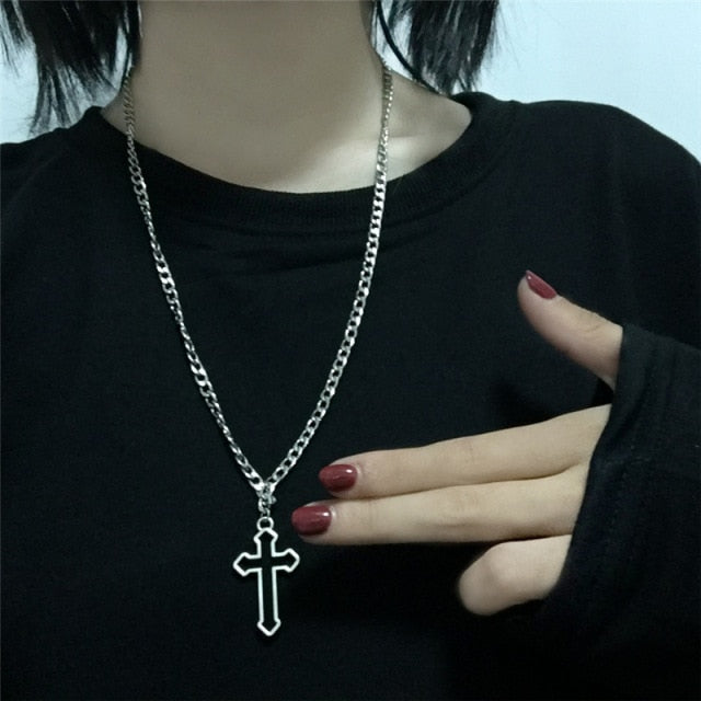 Vintage Gothic Hollow Cross Necklace
